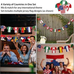 2026 World Cup Soccer Bunting Banner – 50 Pcs International Jersey Shape String