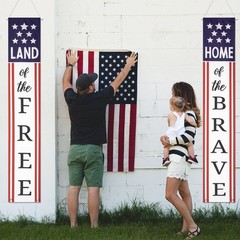 4th of July Decorations Outdoor Banners Home of the Brave Front Door Porch Ya…