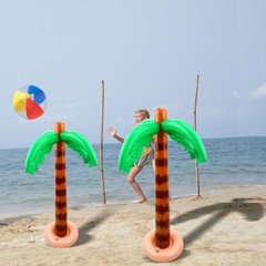 4 Pack 35 Inch Inflatable Palm Tree Large Beach Backdrop Coconut Trees for Sw…