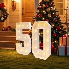 50 Light Up Numbers 100cm Mosaic Marquee Led Sign For 50th Birthday Decorations