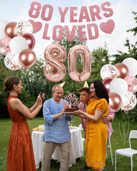 80Th Birthday Decorations for Women – Rose Gold “80 Years Loved” Banner, Happy 8