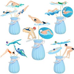 16 PCS Swimming Party Centerpiece Sticks Summer Swim Theme Table Toppers