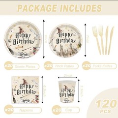 20 Guest Magical Wizard Birthday Party Supplies School Decorations Tableware