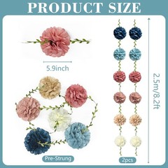Dusty Rose Pink Blue Khaki Beige Tissue Paper Flowers Pom Pom with Leaf Ribbo…