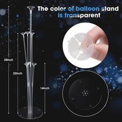 4 Sets Balloon Stand Kits, Sticks Red, Blue, Purple, Pink, Green
