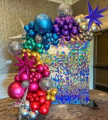 161pcs Shiny Chrome Balloon Garland Arch Kit Retro Disco Dance Party Decorati…
