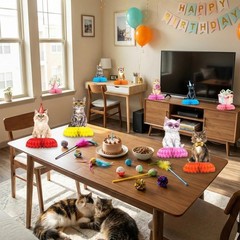 Cat Birthday Party Decorations Honeycomb Centerpieces 12 Pcs, Kitten Table To…