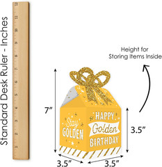 Golden Birthday – Square Favor Gift Boxes – Happy Birthday Party Bow Boxes – Set
