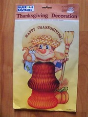 11″ Happy Thanksgiving Autumn Honeycomb Decoration 1990 Paper Fantasies NOS