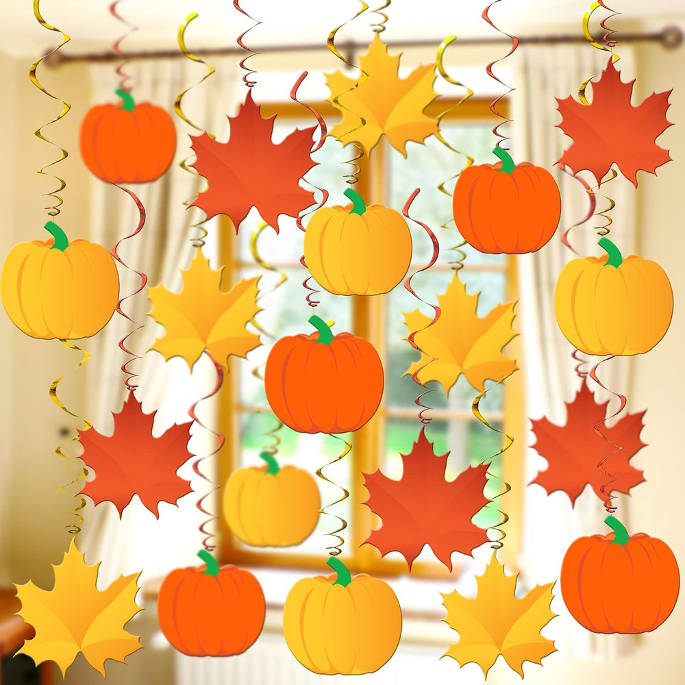 Fall Maple Leaf Hanging Swirls – 30 Pack for Home & Classroom Decor