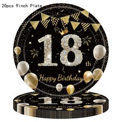 Happy 60th Birthday Tableware Set Black Gold Plate Cups Napkins Serve 20 Guests