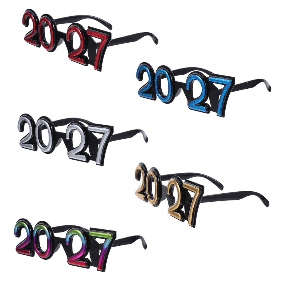 5 Pcs 2027 Glasses New Years Eve Plastic Eyeglasses Graduation Sunglasses