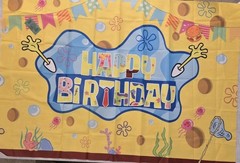 SpongeBob SquarePants Birthday Party Decoration, 5×3.5ft Happy Birthday Backdrop