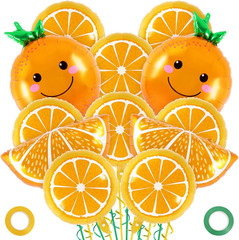 Orange Fruit Balloons, 12 Pcs Citrus Foil Balloons, Large Orange Mylar Slice Bal