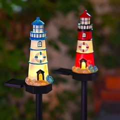 Resin Solar Lighthouse Light LED Waterproof for Outdoor Garden Decoration