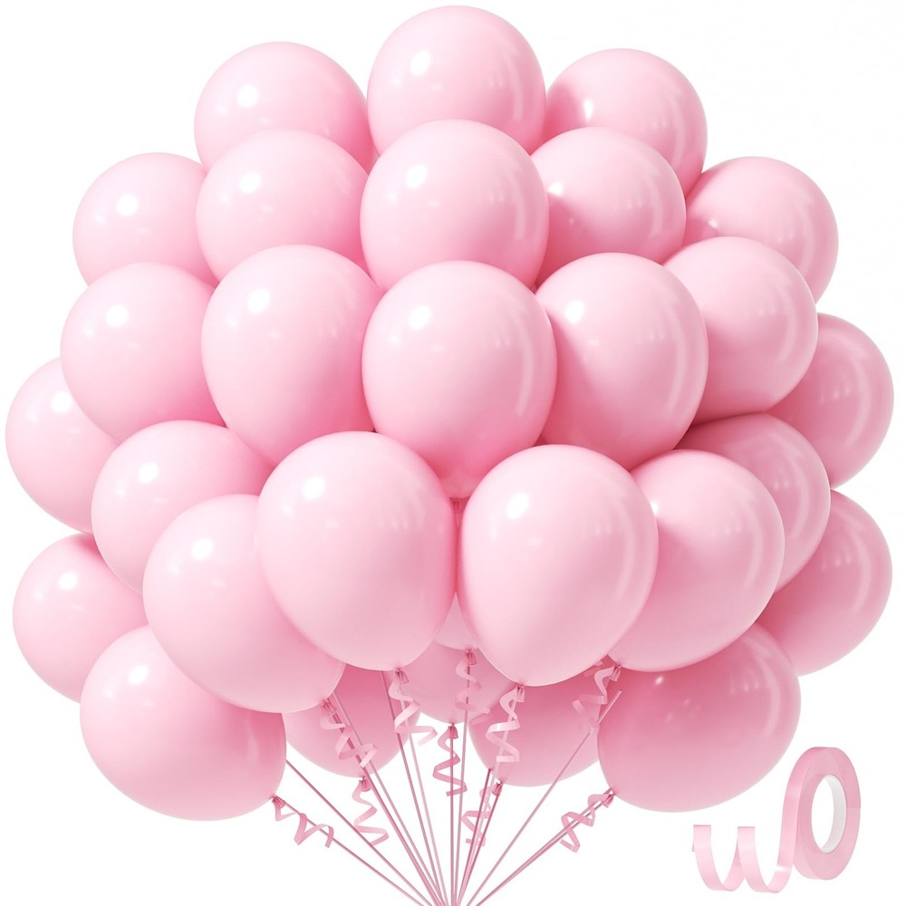 Light Pink Balloons 12 inch, Pastel Pink Latex Balloon 50pcs Party Balloons f…