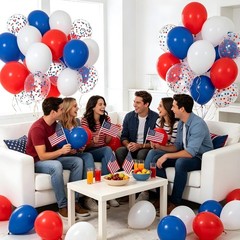 75pcs Red White and Blue Latex Balloons for 4th of July Decorations Independe…