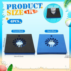 4 Pcs Foam Floating Drink Holder for Pool 9.5 Inch Blue and Black Refreshment Ta