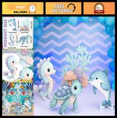 4 Pcs Under the Sea Party Decorations Set – Turtle, Seahorse, Dolphin Cutouts fo