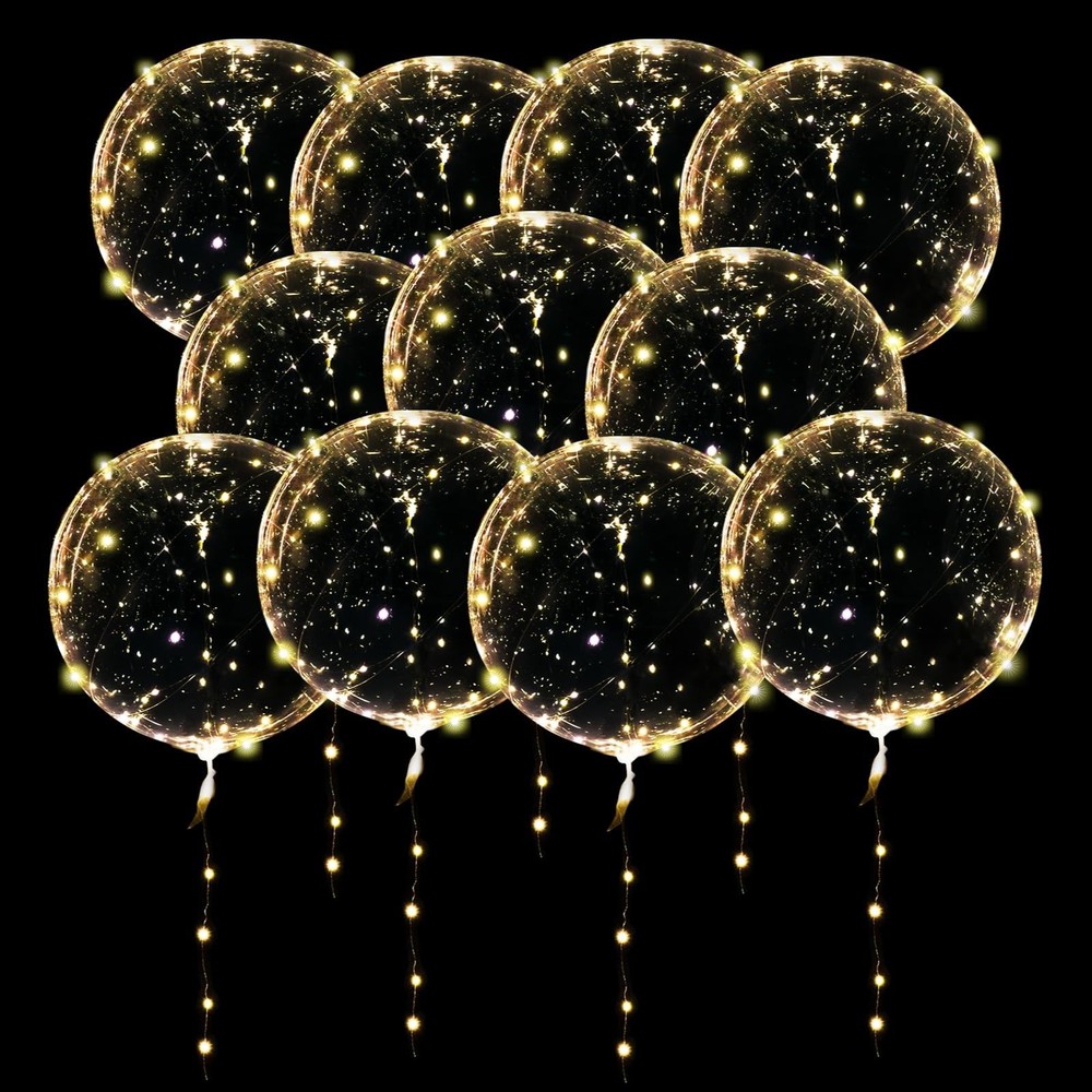 20 Pack Led Balloons Light Up with Warm White Lights, 25 Transparent Balloons…