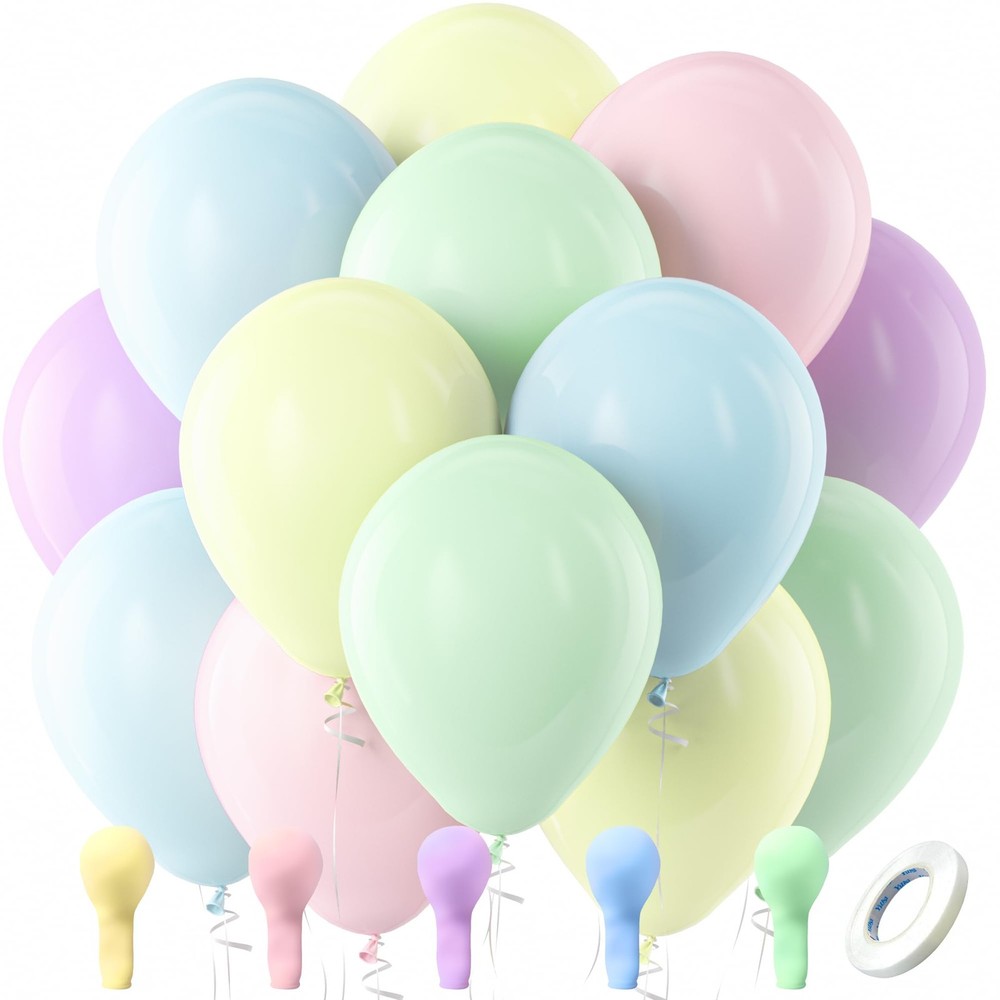 100 Pack 12 inch Pastel Balloons Multicolor for Birthday, Baby shower, Wedding