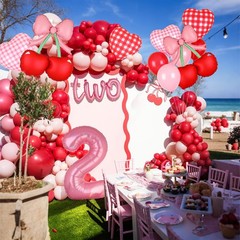 Bow Cherry Balloon 40 In Number 2 Balloon Cherry 2nd Birthday Decor 20Pcs ﻿