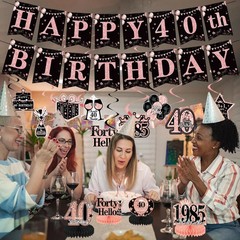 40th Birthday Decorations For Women Rose Gold 40 Year Old Birthday Banners Hangi