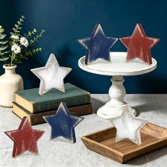 Charming Retro Wooden Star Decorations (Set of 6) for Independence Day & Beyond