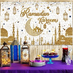 Ramadan Kareem Backdrop Banner, Mubarak Photo Background Banner for Islamic Rama