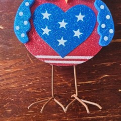 Patriotic Owl Foam Decoration – Red White & Blue Glitter – 4th of July