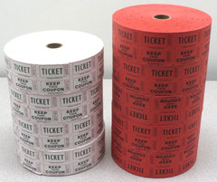 9 Double Stub Roll Raffle Ticket 2000 each – 50/50 Split the Pot – 4 white 5 red