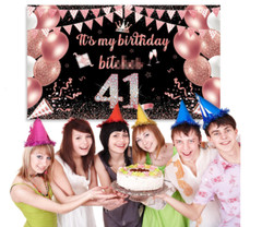 71x43in It’s My Birthday Banner Backdrop Rose Gold Party Decorations Supplies 41