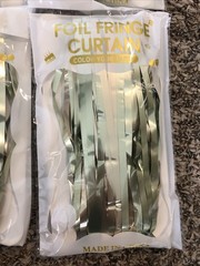 Foil Fringe Curtain/Backdrop Sage Green And Gold – 4 Pack