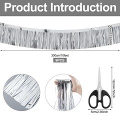 90 Feet Christmas Tree Tinsel Silver Metallic Tinsel Foil Fringe Large Christ…
