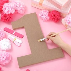 14.7 Inch Wooden Number 1, 21 Pcs Tissue Paper Flowers, Decoration for DIY Craft