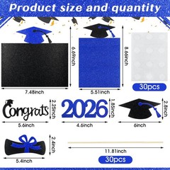 2026 Graduation Decorations 30 Pcs Glittering Graduation Centerpiece for Tabl…