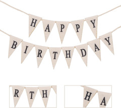 Happy Birthday Flag Banner Cake Topper Handmade Pennant & Star Garland Birthday