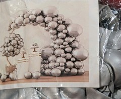 Metallic Silver Latex Balloon Arch Kit- 18, 12, 10, 5 Inch Assorted 139 Pieces