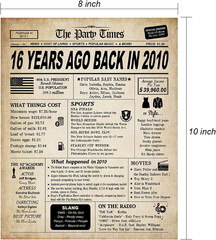 16Th Birthday Decorations for Boys and Girls, Back in 2010 Print, 16Th Birthday
