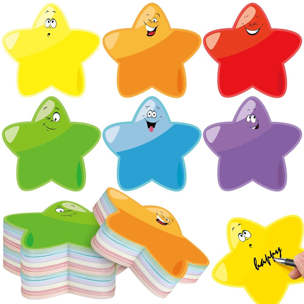 Smile Face Star Cutouts 5.9 Inch Assorted Colors Bulletin Board 90 PCS