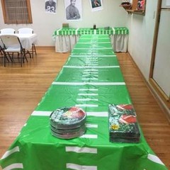Green Football Field with Lines Printed Plastic Table Cover Roll 100Ftx40″ #584