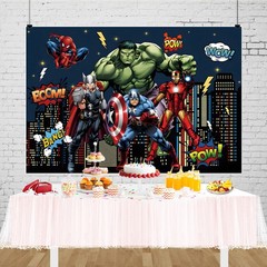Superhero Avengers Backdrop Boys Birthday Party Photo Background Banner Decor