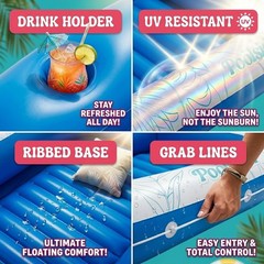 Inflatable Tanning Pool Lounger | (72″ x 48″) Large Inflatable Tanning Bed fo…