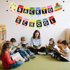 Pre-Strung Back to School Banner – First Day of School Banner, Colorful Back to