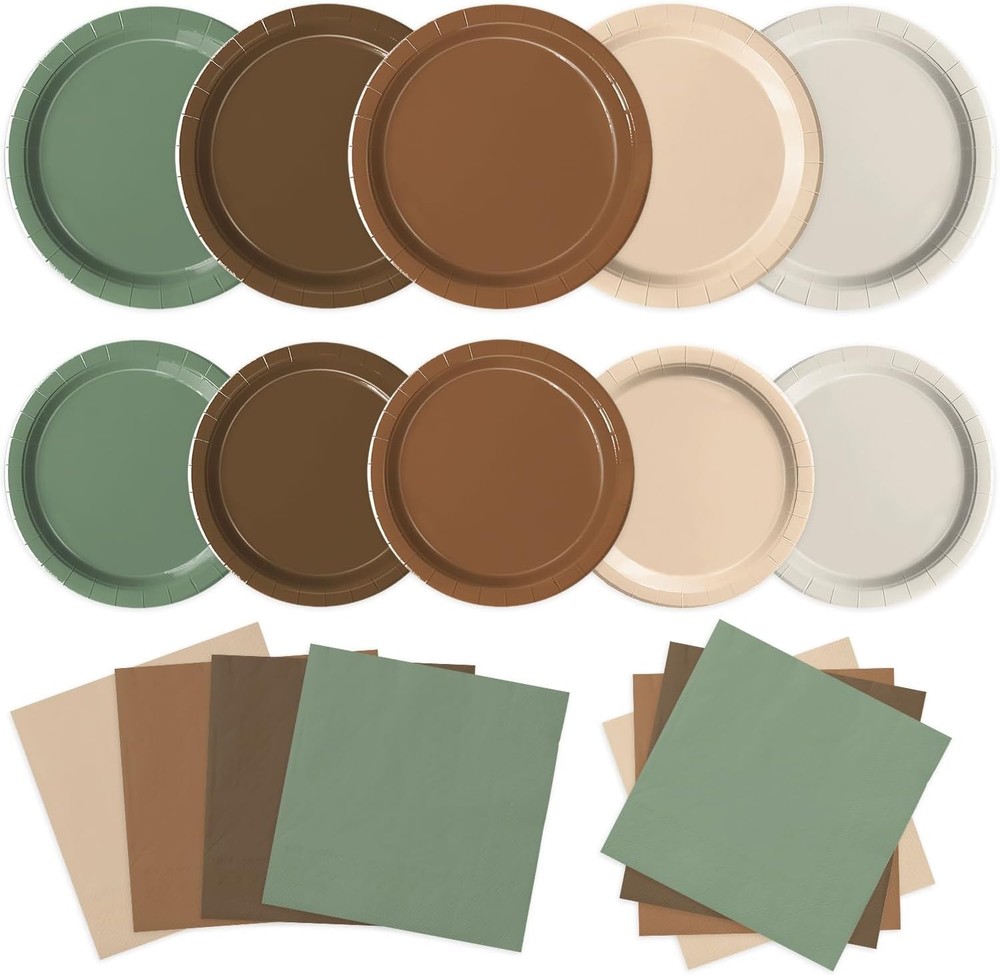 Woodland Baby Shower Decorations – 60 PCS Brown Sage Green Neutral Forest Animal