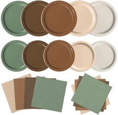 Woodland Baby Shower Decorations – 60 PCS Brown Sage Green Neutral Forest Animal