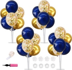 4 Set Navy Blue Gold Balloon Stand Kit Table Centerpiece Graduation 2026 Party