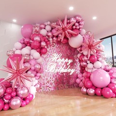 Pink Balloon Arch Kit, 152Pcs Hot Pink Metallic Pink Shades of Pink and Confe…