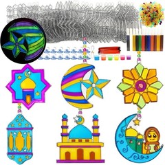 30 Sets Ramadan Suncatcher Crafts DIY Eid Window Art Kit