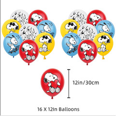 Snoopy Birthday Party Decoration – Set Balloon, Banner, Cake and Cupcake Toppers